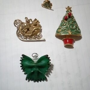 Festive Vintage Christmas Brooch Set